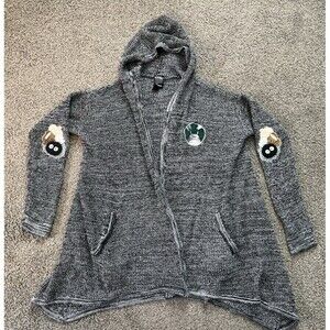 My Neighbor Totoro studio Ghibli Gray Knit open front cardigan W/ hood Size M